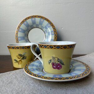Royal Heritage Collection Multifruit 2 Tea Pairs Cups & Saucers Cherry Lemon